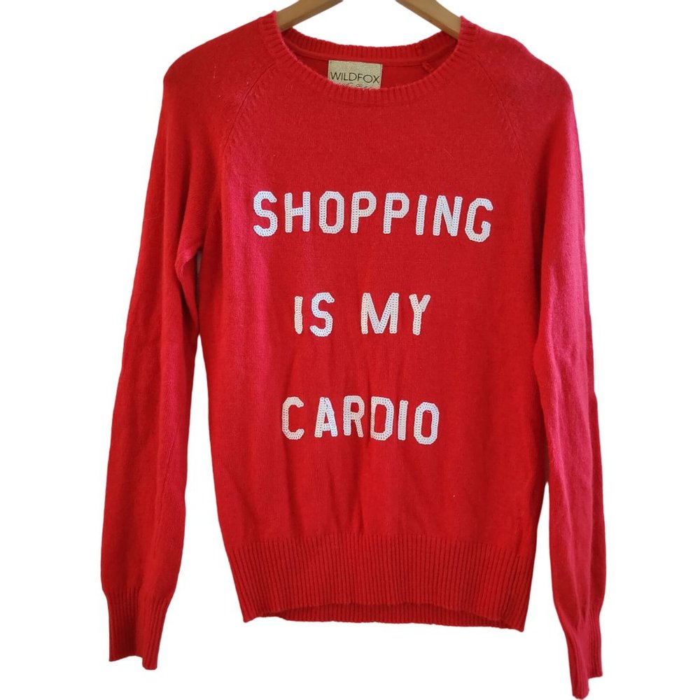 Wildfox Red Shopping Is Cardio white Label sweater size Medium  long sleeve